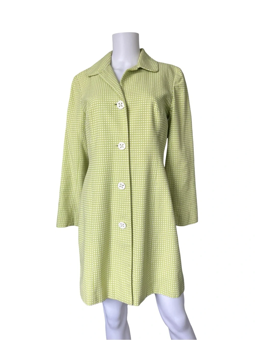 Vintage Depeche Mode Polka Dot Peacoat Lightweight Bright Green Womens Size 8